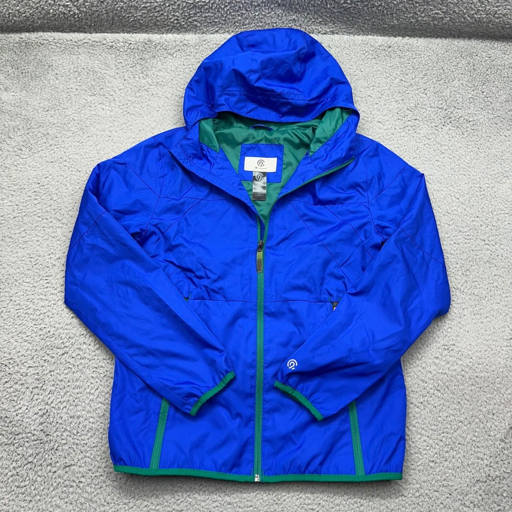 Champion C9 R1402 Youth‎ Large 12/14 Lightweight Blu/ Green Zip Up Hooded Jacket